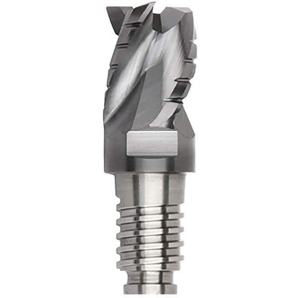Kennametal - 20mm Diam, 15mm LOC, 3 Flute, 0.4mm Corner Radius End Mill Head - Solid Carbide, AlTiN Finish, Duo-Lock 20 Connection, Spiral Flute, 35° Helix, Centercutting - Exact Tool & Supply
