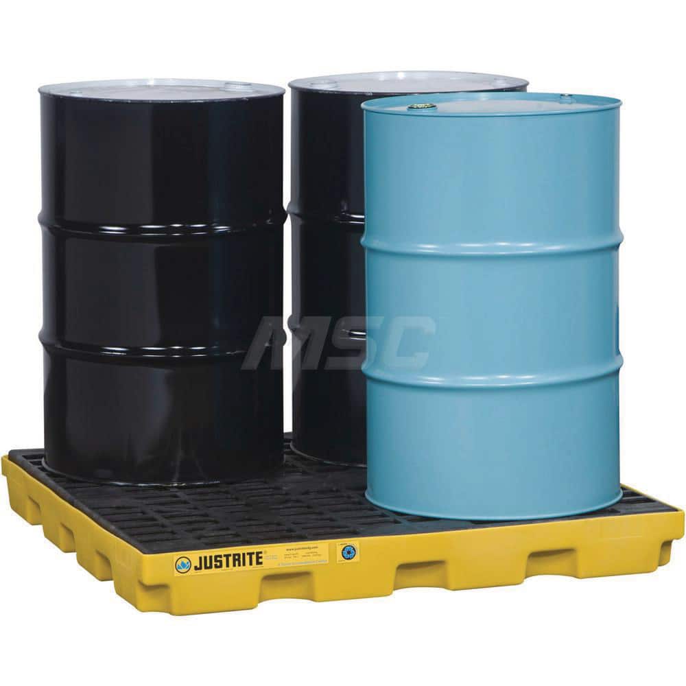 Justrite - Spill Pallets, Platforms, Sumps & Basins; Type: EcoPolyBlend? Accumulation Centers ; Number of Drums: 4 ; Sump Capacity (Gal.): 49.00 ; Load Capacity (Lb.): 5000.000 ; Material: Polyethylene ; Height (Inch): 5.5 - Exact Tool & Supply