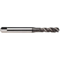 Emuge - #10-24 UNC, 4 Flute, 45° Helix, Bottoming Chamfer, GLT-1 Finish, High Speed Steel Spiral Flute STI Tap - Right Hand Flute, 2.756" OAL, 0.194" Shank Diam, 0.591" Thread Length, 3B Class of Fit, Series Enorm Z/E - Exact Tool & Supply