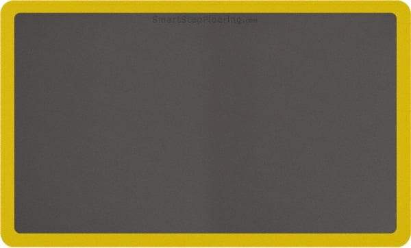 Smart Step - 5' Long x 3' Wide, Dry Environment, Anti-Fatigue Matting - Gray with Yellow Borders, Urethane with Urethane Sponge Base, Beveled on All 4 Sides - Exact Tool & Supply