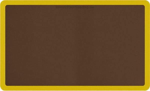 Smart Step - 5' Long x 3' Wide, Dry Environment, Anti-Fatigue Matting - Brown with Yellow Borders, Urethane with Urethane Sponge Base, Beveled on All 4 Sides - Exact Tool & Supply