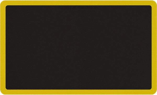 Smart Step - 5' Long x 3' Wide, Dry Environment, Anti-Fatigue Matting - Black with Yellow Borders, Urethane with Urethane Sponge Base, Beveled on All 4 Sides - Exact Tool & Supply