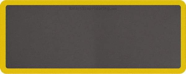 Smart Step - 5' Long x 2' Wide, Dry Environment, Anti-Fatigue Matting - Gray with Yellow Borders, Urethane with Urethane Sponge Base, Beveled on All 4 Sides - Exact Tool & Supply