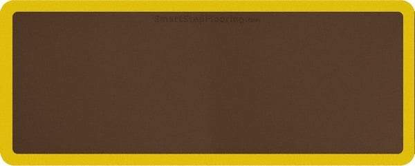 Smart Step - 5' Long x 2' Wide, Dry Environment, Anti-Fatigue Matting - Brown with Yellow Borders, Urethane with Urethane Sponge Base, Beveled on All 4 Sides - Exact Tool & Supply
