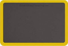 Smart Step - 3' Long x 2' Wide, Dry Environment, Anti-Fatigue Matting - Gray with Yellow Borders, Urethane with Urethane Sponge Base, Beveled on All 4 Sides - Exact Tool & Supply