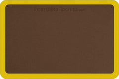 Smart Step - 3' Long x 2' Wide, Dry Environment, Anti-Fatigue Matting - Brown with Yellow Borders, Urethane with Urethane Sponge Base, Beveled on All 4 Sides - Exact Tool & Supply