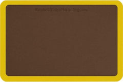 Smart Step - 3' Long x 2' Wide, Dry Environment, Anti-Fatigue Matting - Brown with Yellow Borders, Urethane with Urethane Sponge Base, Beveled on All 4 Sides - Exact Tool & Supply