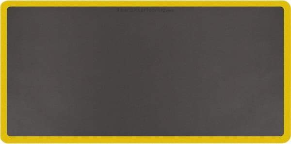 Smart Step - 6' Long x 3' Wide, Dry Environment, Anti-Fatigue Matting - Gray with Yellow Borders, Urethane with Urethane Sponge Base, Beveled on All 4 Sides - Exact Tool & Supply