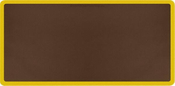 Smart Step - 6' Long x 3' Wide, Dry Environment, Anti-Fatigue Matting - Brown with Yellow Borders, Urethane with Urethane Sponge Base, Beveled on All 4 Sides - Exact Tool & Supply