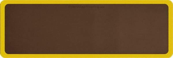 Smart Step - 6' Long x 2' Wide, Dry Environment, Anti-Fatigue Matting - Brown with Yellow Borders, Urethane with Urethane Sponge Base, Beveled on All 4 Sides - Exact Tool & Supply