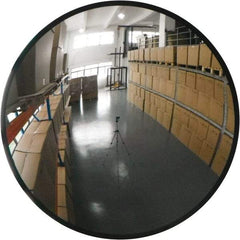 PRO-SAFE - Indoor/Outdoor Round Convex Safety, Traffic & Inspection Mirrors - Glass Lens, Galvanized Steel Backing, 30" Diam x 31" High - Exact Tool & Supply