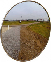 PRO-SAFE - Indoor/Outdoor Round Convex Safety, Traffic & Inspection Mirrors - Acrylic Lens, Plastic Backing, 36" Diam x 38" High - Exact Tool & Supply