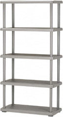 Ability One - Plastic Shelving; Type: Structural Plastic Open Shelving ; Shelf Capacity (Lb.): 180 ; Width (Inch): 36 ; Height (Inch): 74 ; Depth: 18 ; Number of Shelves: 5 - Exact Tool & Supply