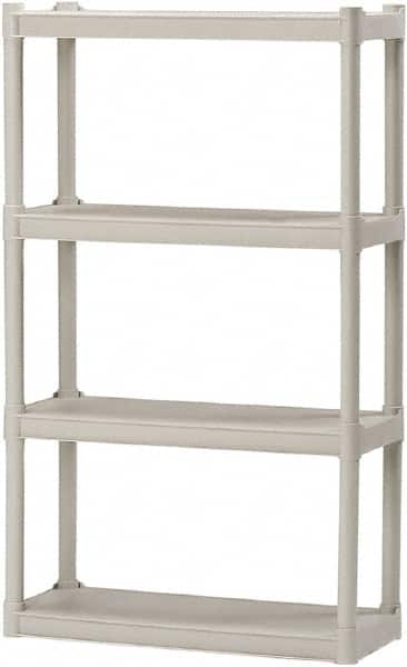 Ability One - Plastic Shelving; Type: Structural Plastic Open Shelving ; Shelf Capacity (Lb.): 75 ; Width (Inch): 32 ; Height (Inch): 54 ; Depth: 13 ; Number of Shelves: 4 - Exact Tool & Supply