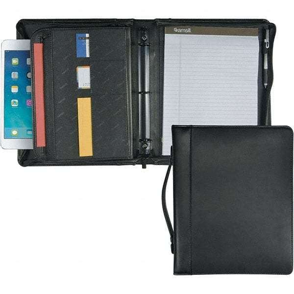 Samsill - 13-1/2" Long x 11" Wide Leatherette Two-Pocket Portfolios - Black - Exact Tool & Supply