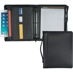 Samsill - 13-1/2" Long x 11" Wide Leatherette Two-Pocket Portfolios - Black - Exact Tool & Supply