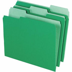 Pendaflex - 11-5/8 x 9-1/2", Letter Size, Green/Light Green, File Folders with Top Tab - 11 Point Stock, Assorted Tab Cut Location - Exact Tool & Supply