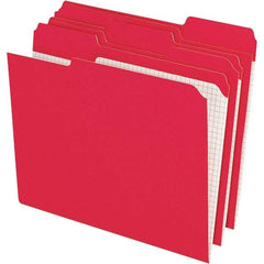 Pendaflex - 11-5/8 x 9-1/2", Letter Size, Red, File Folders with Top Tab - 11 Point Stock, Assorted Tab Cut Location - Exact Tool & Supply