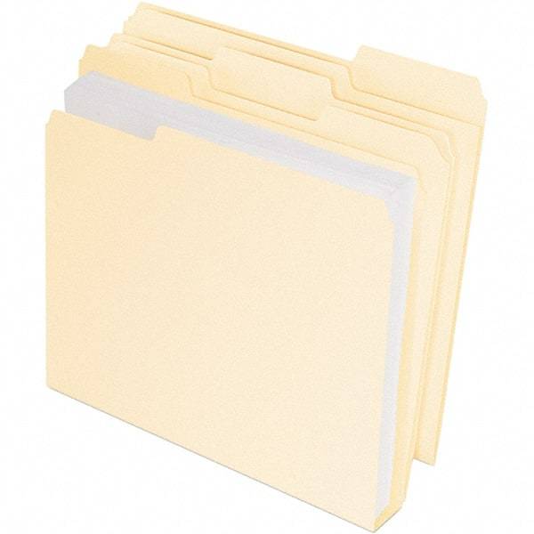 Pendaflex - 11-5/8 x 9-1/2", Letter Size, Manila, File Folders with Top Tab - 11 Point Stock, Assorted Tab Cut Location - Exact Tool & Supply