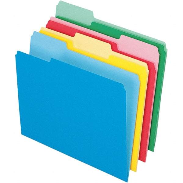 Pendaflex - 11-5/8 x 9-1/2", Letter Size, Assorted Colors, File Folders with Top Tab - 11 Point Stock, Assorted Tab Cut Location - Exact Tool & Supply