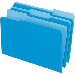 Pendaflex - 14-5/8 x 9-1/2", Legal, Blue/Light Blue, File Folders with Top Tab - 11 Point Stock, Assorted Tab Cut Location - Exact Tool & Supply