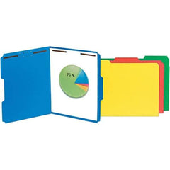 UNIVERSAL - 8-1/2 x 11", Letter Size, Blue, File Folders with Top Tab - 11 Point Stock, Assorted Tab Cut Location - Exact Tool & Supply