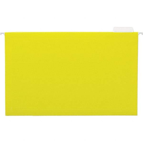 UNIVERSAL - 9-1/2x11-3/4", Legal, Yellow, Hanging File Folder - 11 Point Stock, 1/5 Tab Cut Location - Exact Tool & Supply