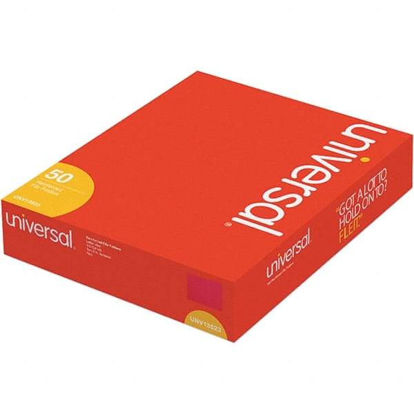 UNIVERSAL - 12-1/4 x 9-1/2", Letter Size, Red, File Folders with Top Tab - 11 Point Stock, Assorted Tab Cut Location - Exact Tool & Supply