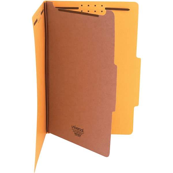 UNIVERSAL - 15 x 10-3/8", Legal, Yellow, Classification Folders with Top Tab Fastener - 25 Point Stock, Right of Center Tab Cut Location - Exact Tool & Supply