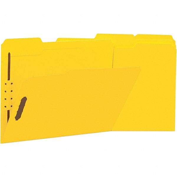UNIVERSAL - 12-1/4 x 9-1/2", Letter Size, Yellow, File Folders with Top Tab - 11 Point Stock, Assorted Tab Cut Location - Exact Tool & Supply