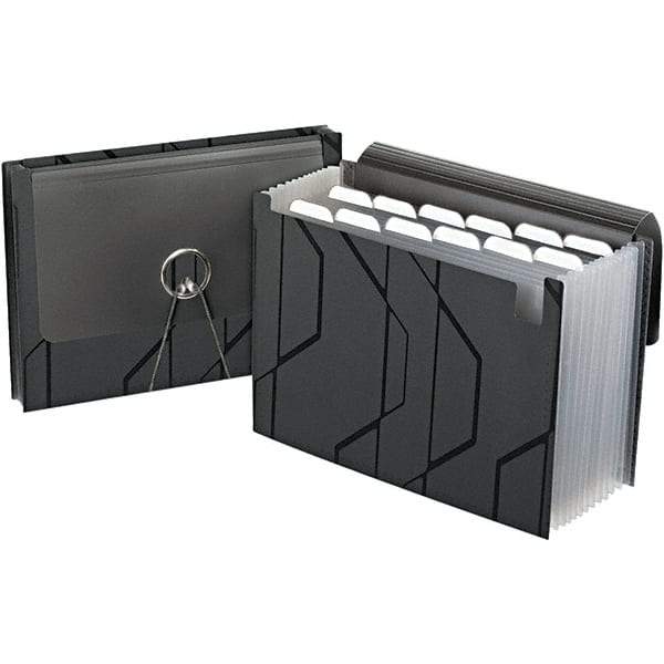 Pendaflex - 11-3/4 x 9-1/2", Letter Size, Black, Expandable File Folders with Elastic Cord Closure - 1/6 Tab Cut Location - Exact Tool & Supply