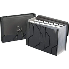 Pendaflex - 11-3/4 x 9-1/2", Letter Size, Black, Expandable File Folders with Elastic Cord Closure - 1/6 Tab Cut Location - Exact Tool & Supply