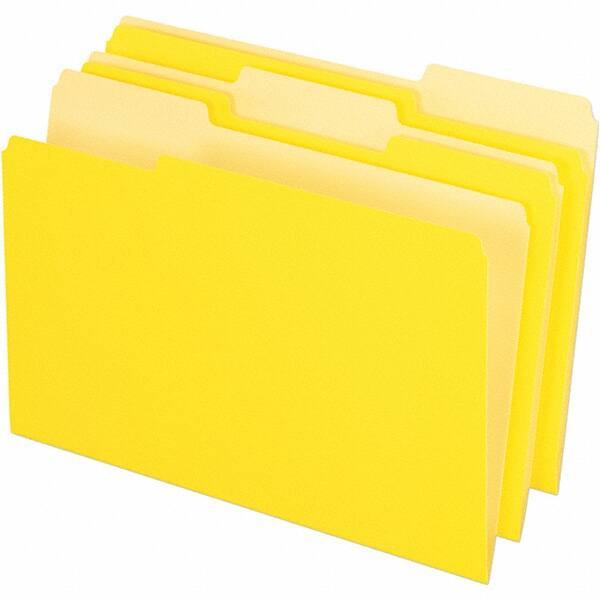 Pendaflex - 14-5/8 x 9-3/16", Legal, Yellow, File Folders with Top Tab - 11 Point Stock, Assorted Tab Cut Location - Exact Tool & Supply