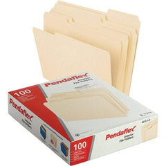 Pendaflex - 11-5/8 x 9-1/2", Letter Size, Manila, File Folders with Top Tab - 11 Point Stock, Assorted Tab Cut Location - Exact Tool & Supply