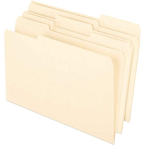 Pendaflex - 14-5/8 x 9-1/2", Legal, Manila, File Folders with Top Tab - 11 Point Stock, Assorted Tab Cut Location - Exact Tool & Supply