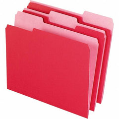Pendaflex - 11-5/8 x 9-3/16", Letter Size, Red, File Folders with Top Tab - 11 Point Stock, Assorted Tab Cut Location - Exact Tool & Supply