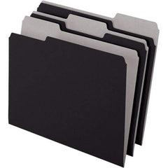 Pendaflex - 11-5/8 x 9-3/16", Letter Size, Black, File Folders with Top Tab - 11 Point Stock, Assorted Tab Cut Location - Exact Tool & Supply