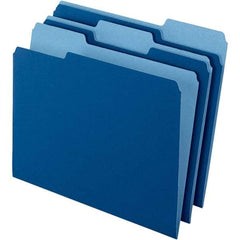 Pendaflex - 11-5/8 x 9-3/16", Letter Size, Navy Blue, File Folders with Top Tab - 11 Point Stock, Assorted Tab Cut Location - Exact Tool & Supply