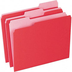Pendaflex - 11-5/8 x 9-1/2", Letter Size, Red/Light Red, File Folders with Top Tab - 11 Point Stock, Assorted Tab Cut Location - Exact Tool & Supply
