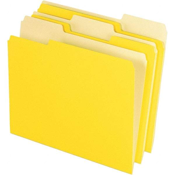 Pendaflex - 11-5/8 x 9-1/2", Letter Size, Yellow, File Folders with Top Tab - 11 Point Stock, Assorted Tab Cut Location - Exact Tool & Supply