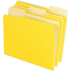 Pendaflex - 11-5/8 x 9-1/2", Letter Size, Yellow, File Folders with Top Tab - 11 Point Stock, Assorted Tab Cut Location - Exact Tool & Supply