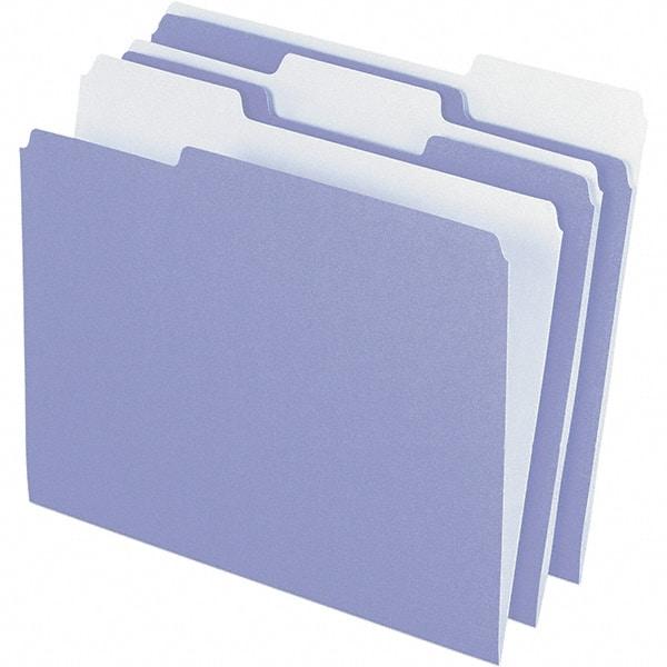 Pendaflex - 11-5/8 x 9-1/2", Letter Size, Lavender, File Folders with Top Tab - 11 Point Stock, Assorted Tab Cut Location - Exact Tool & Supply