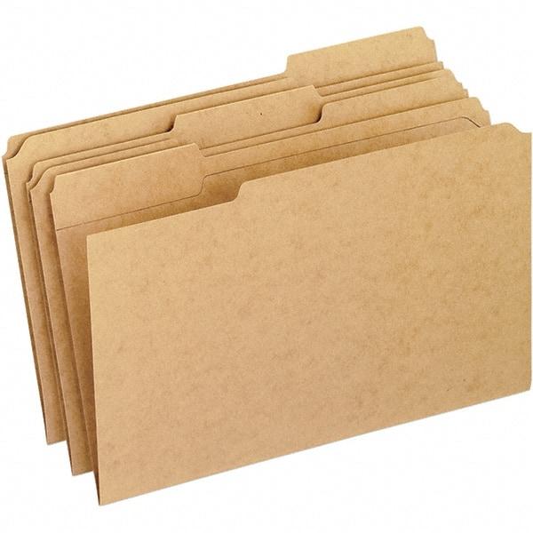 Pendaflex - 15-1/4 x 10", Legal, Brown, File Folders with Top Tab - 11 Point Stock, Assorted Tab Cut Location - Exact Tool & Supply