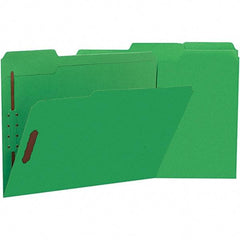 UNIVERSAL - 8-1/2 x 11", Letter Size, Green, File Folders with Top Tab - 11 Point Stock, Assorted Tab Cut Location - Exact Tool & Supply