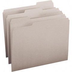SMEAD - 11-5/8 x 9-1/2", Letter Size, Gray, File Folders with Top Tab - 11 Point Stock, Assorted Tab Cut Location - Exact Tool & Supply