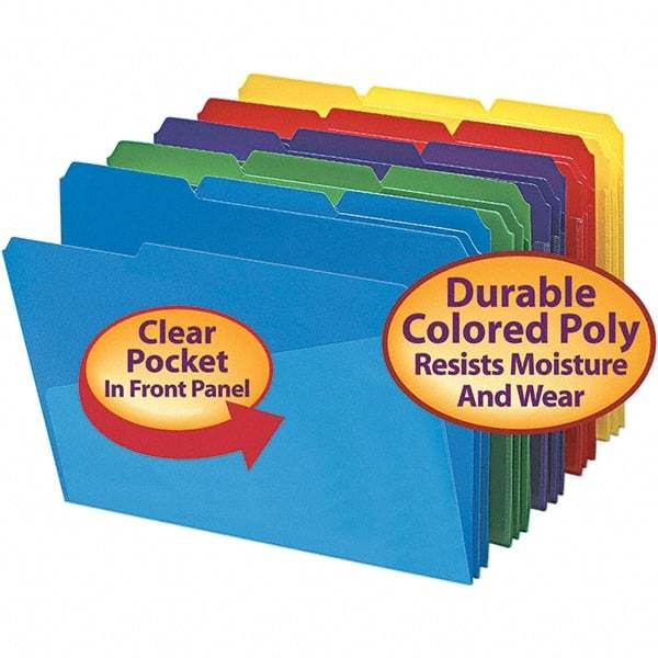 SMEAD - 11-5/8 x 9-1/2", Letter Size, Assorted Colors, File Folders with Top Tab - Assorted Tab Cut Location - Exact Tool & Supply