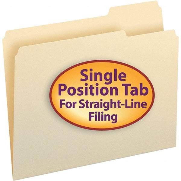 SMEAD - 11-5/8 x 9-1/2", Letter Size, Manila, File Folders with Top Tab - 11 Point Stock, 1/3 Tab Cut Location - Exact Tool & Supply