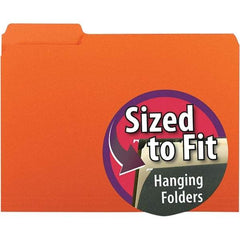 SMEAD - 11-5/8 x 9-3/16", Letter Size, Orange, File Folders with Top Tab - 11 Point Stock, Assorted Tab Cut Location - Exact Tool & Supply
