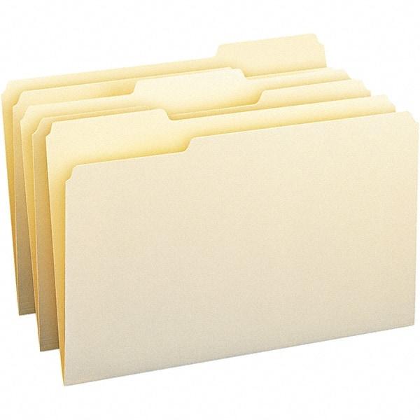 SMEAD - 14-3/4 x 9-1/2", Legal, Manila, File Folders with Top Tab - 11 Point Stock, Assorted Tab Cut Location - Exact Tool & Supply