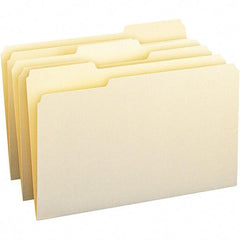 SMEAD - 14-3/4 x 9-1/2", Legal, Manila, File Folders with Top Tab - 11 Point Stock, Assorted Tab Cut Location - Exact Tool & Supply